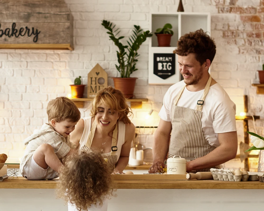 kitchen with movable island